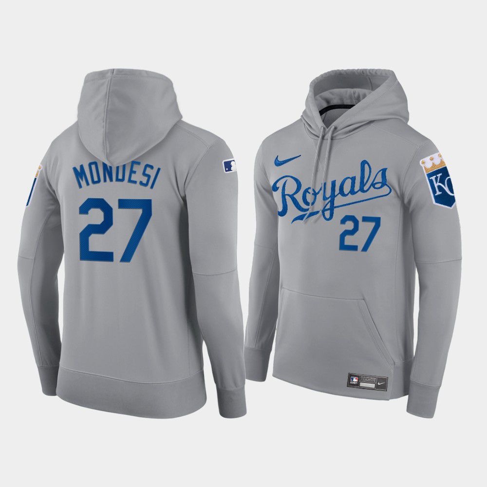 Men Kansas City Royals #27 Mondesi gray hoodie 2021 MLB Nike Jerseys